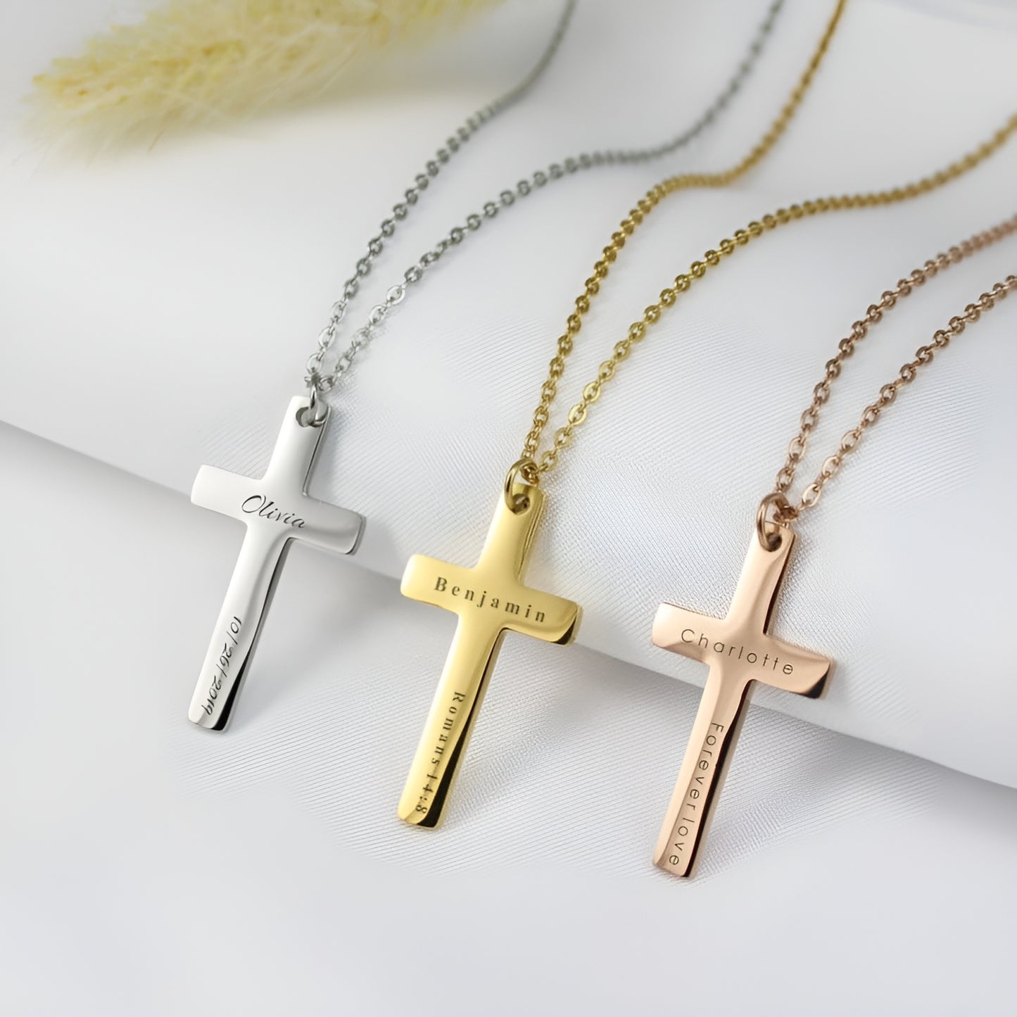 Customized Name Cross Pendant|24K Gold Plated