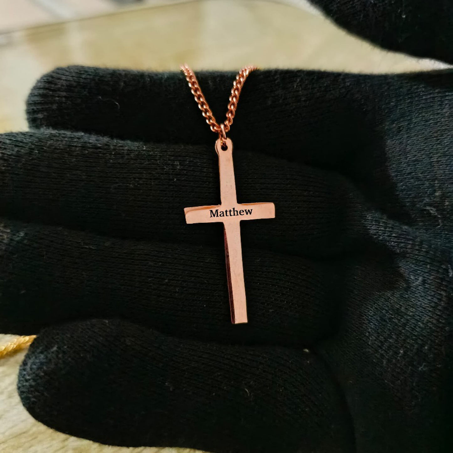 Customized Name Cross Pendant|24K Gold Plated