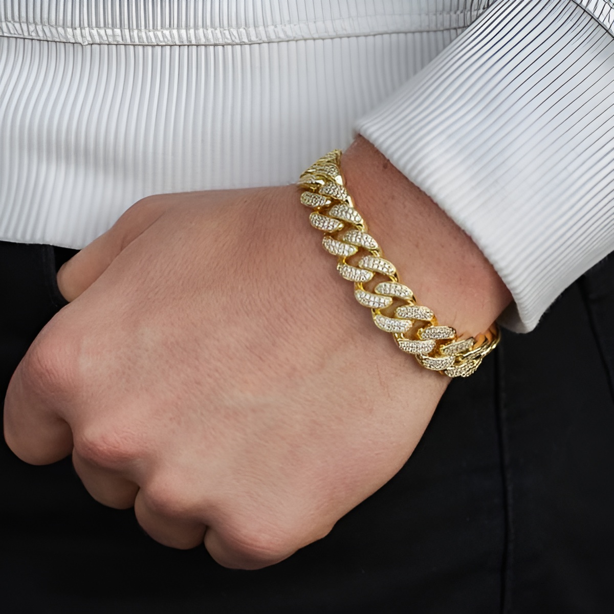 Cuban Necklace With Bracelet Set (Zircon Diamonds)