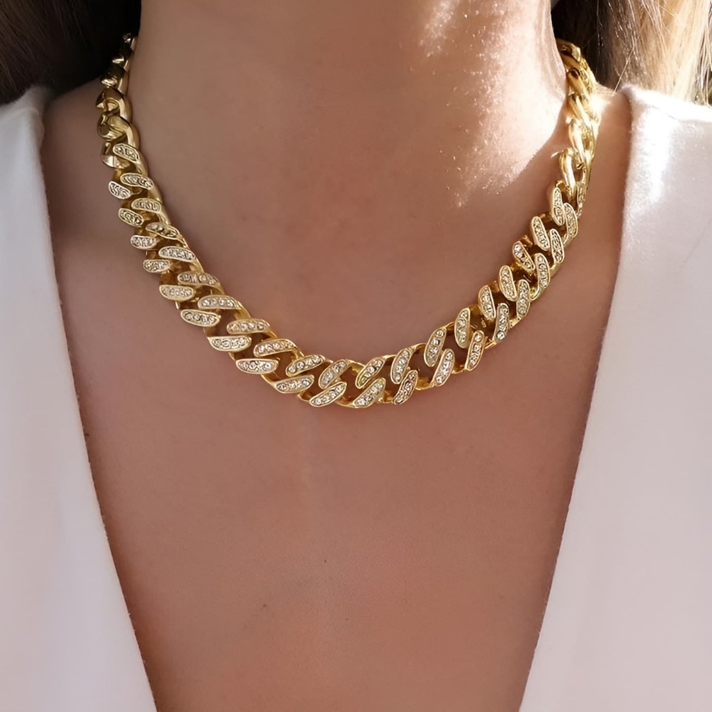Cuban Necklace With Bracelet Set (Zircon Diamonds)