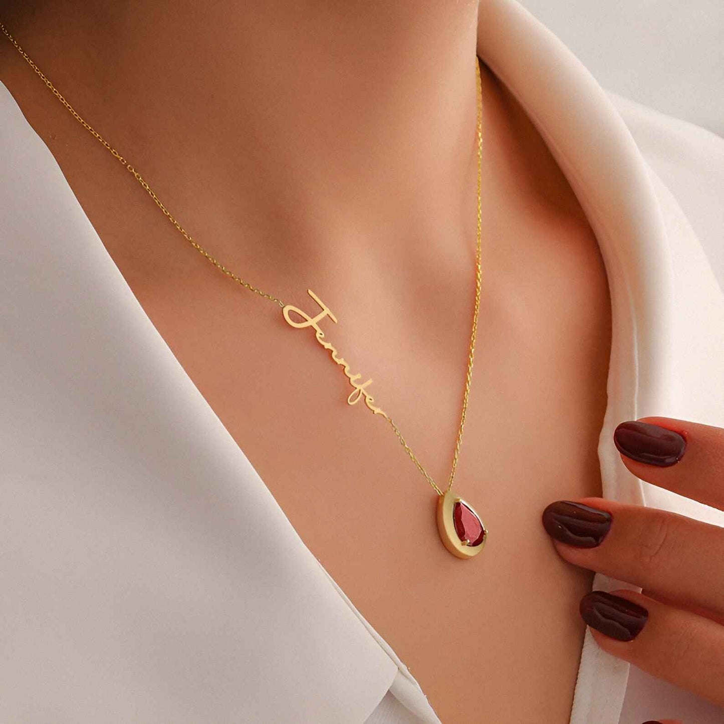 Birthstone Name Necklace