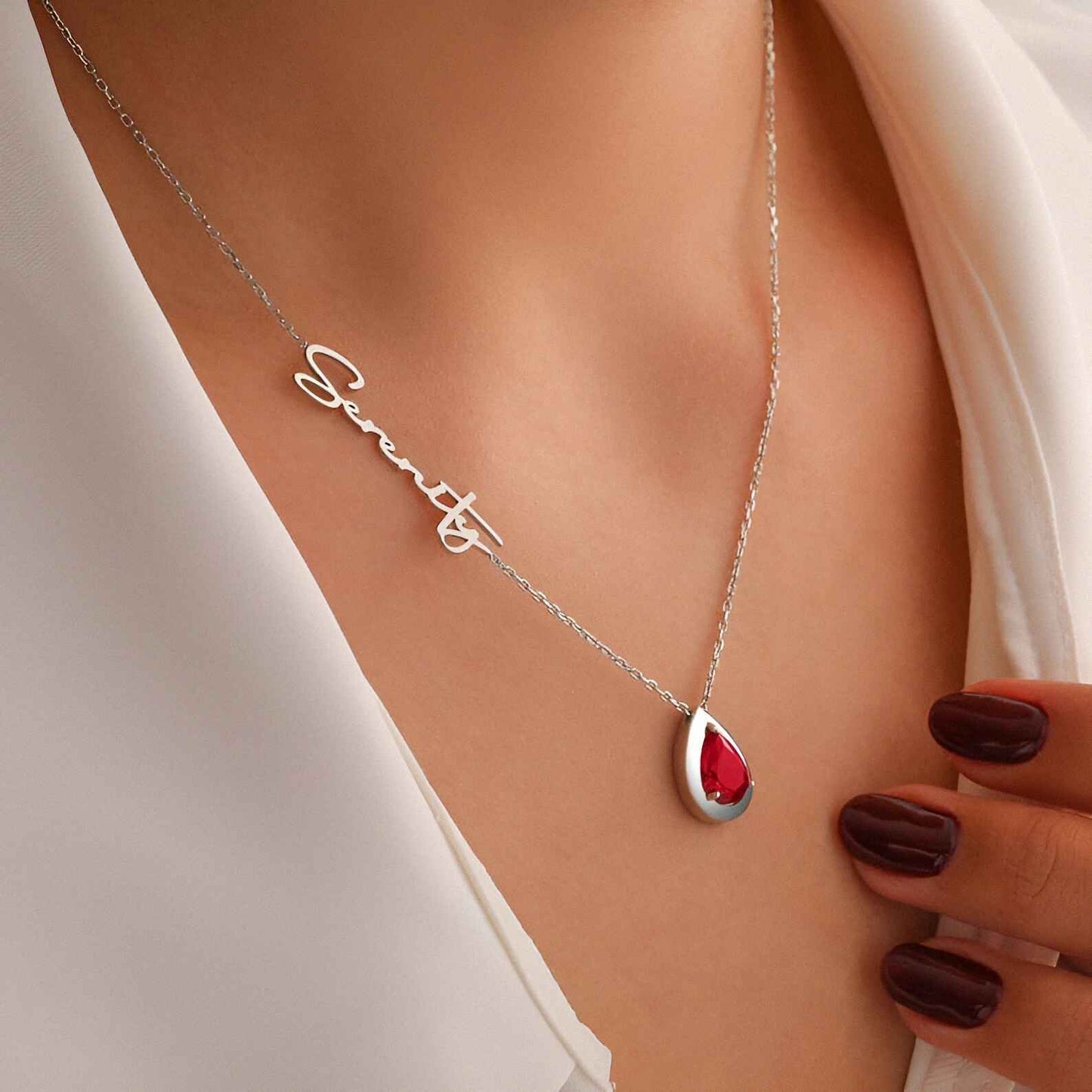 Birthstone Name Necklace|24k Gold Electroplated