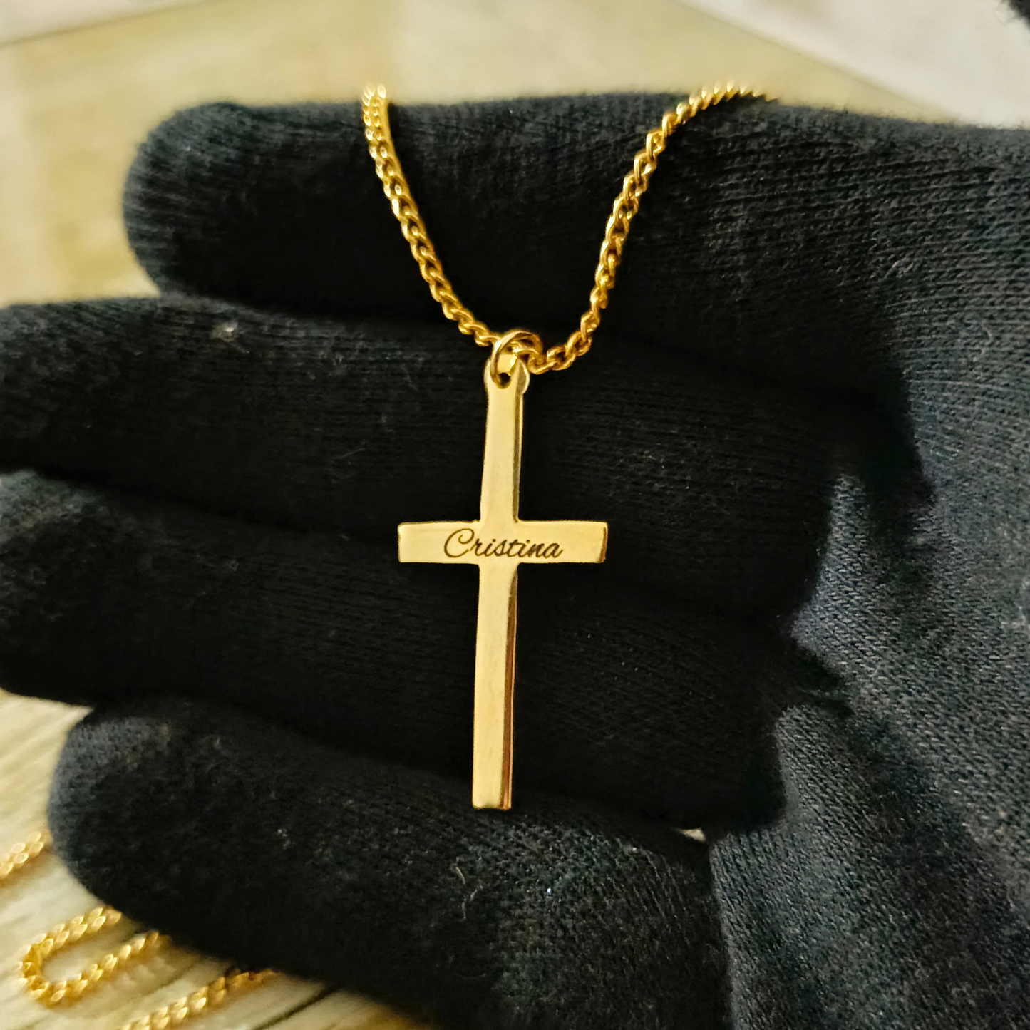 Customized Name Cross Pendant|24K Gold Plated