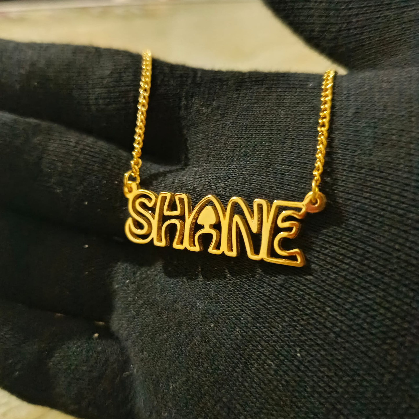 Hollow Name Necklace|24K Gold Plated